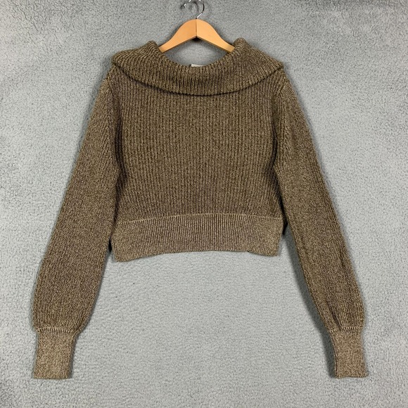 Varley Mentone Sweater Medium M Dark Olive Speckle Half-Zip Knit Pullover Crop - Picture 6 of 10